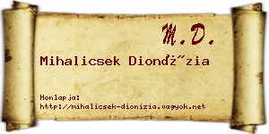 Mihalicsek Dionízia névjegykártya